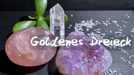 Goldenes Dreieck - Bergkristall - Rosenquarz - Amethyst Blogartikel | Happy Minerals