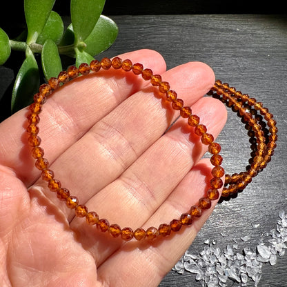 Orange Granat Armband, 4mm Spessartrin facettiert 19cm