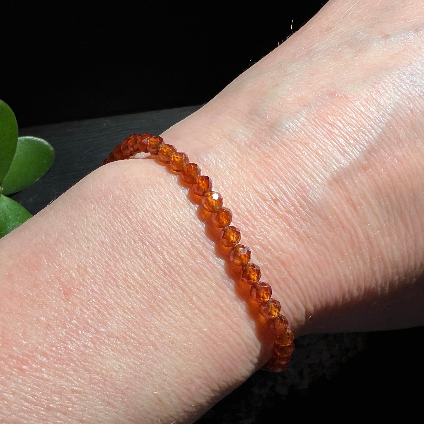 Orange Granat Armband, 4mm Spessartrin facettiert 19cm