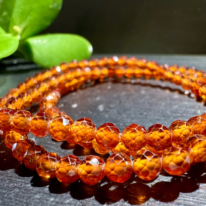 Orange Granat Armband, 4mm Spessartrin facettiert 19cm