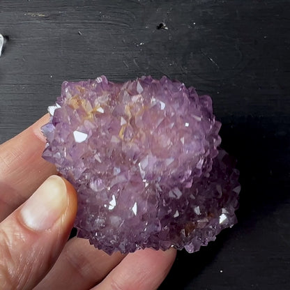 Amethyst Stalaktit aus Uruguay, eine Fläche poliert ca. 70mm