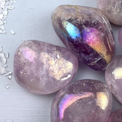 Angel Aura Amethyst Trommelsteine | Happy Minerals